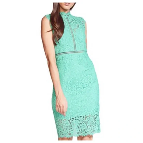 knee length dresses for ladies Cheek Ladder Lace Bicolor Dress
